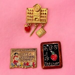 Vintage Movable Teacher Gold tone and Black pins Brooch Set(3)